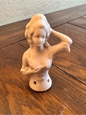 Vintage Pin Cushion Half-Doll Porcelain Victorian Woman Figurine